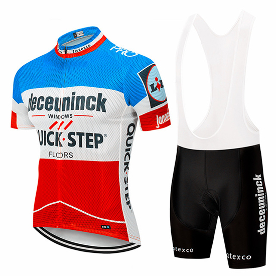 2019 Maillot Deceuninck Quick Step Tirantes Mangas Cortas Azul Blanco Rojo